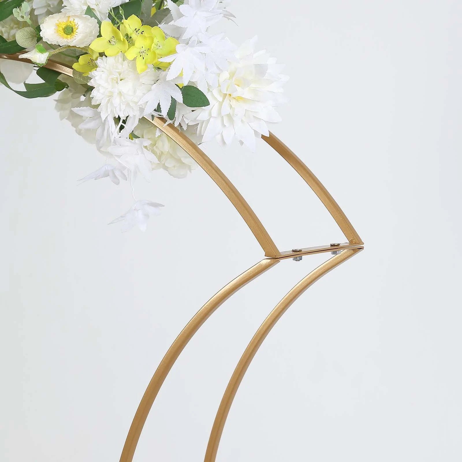 Gold 38 in Curvy Metal Flower Arch Display Stand Table Centerpiece