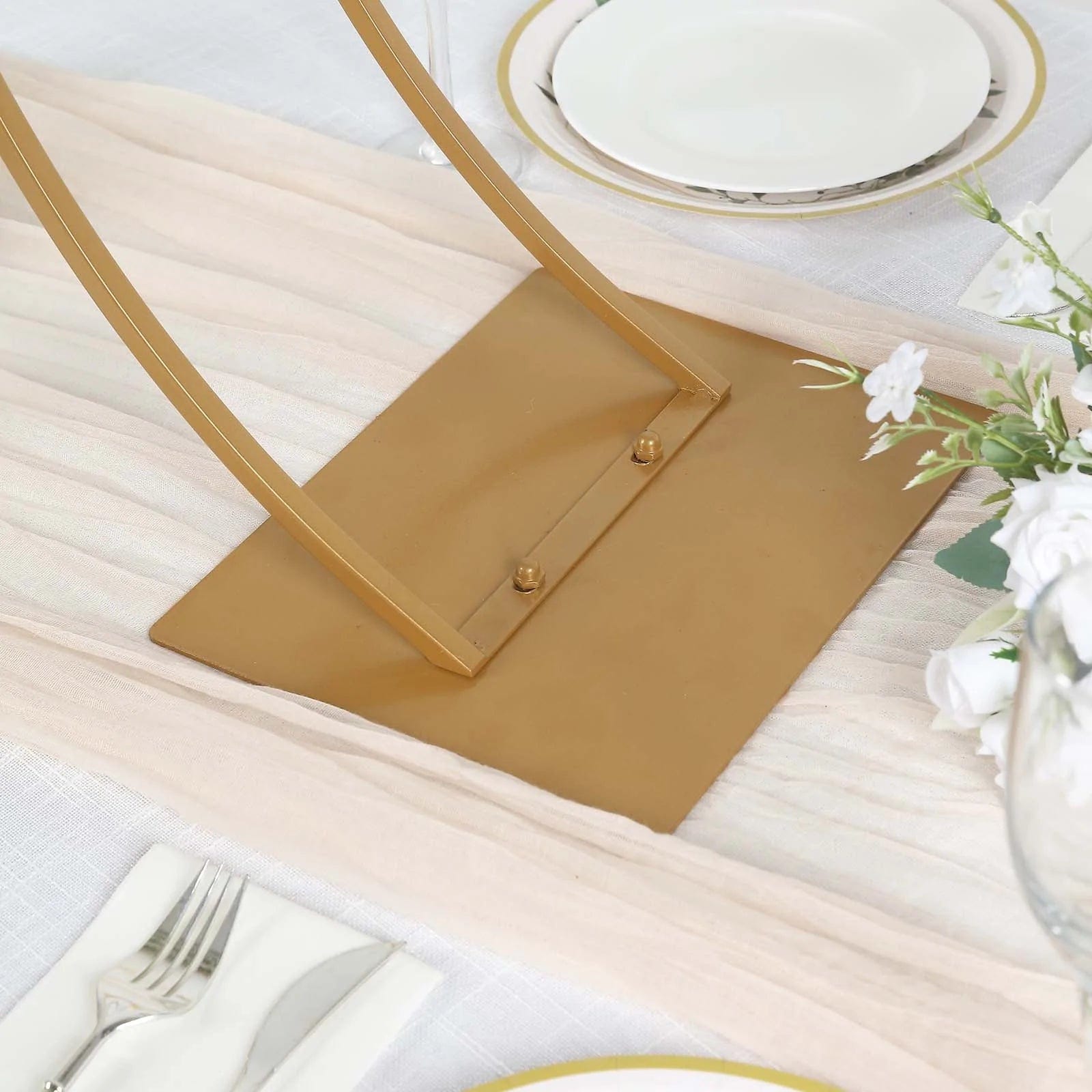 Gold 38 in Curvy Metal Flower Arch Display Stand Table Centerpiece