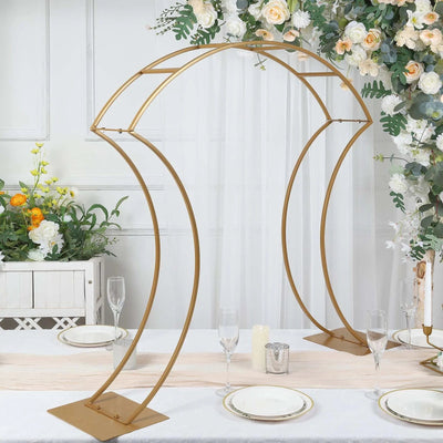 Gold 38 in Curvy Metal Flower Arch Display Stand Table Centerpiece