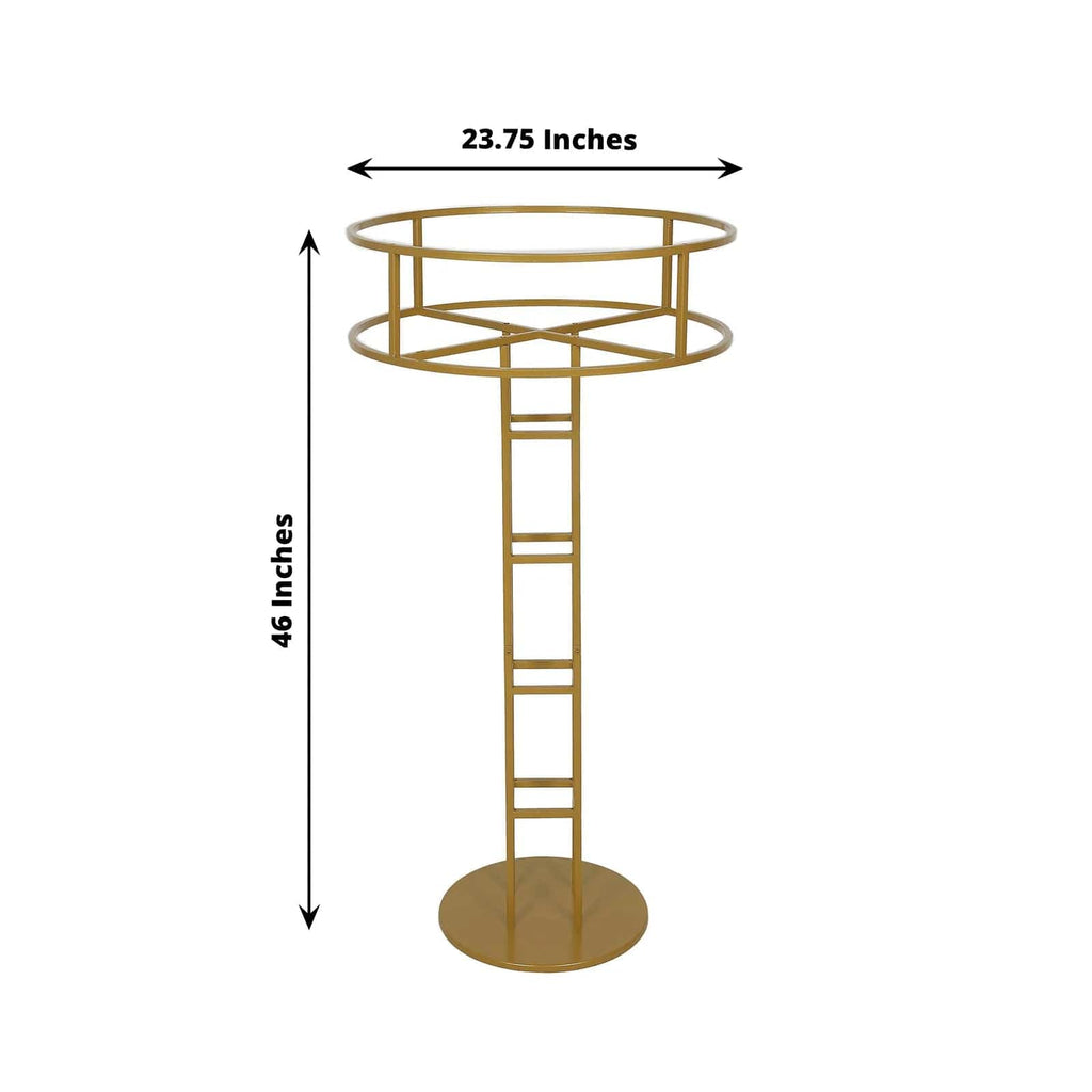 Gold 46 in Tall Round Top Metal Floral Riser Display Stand Centerpiece ...