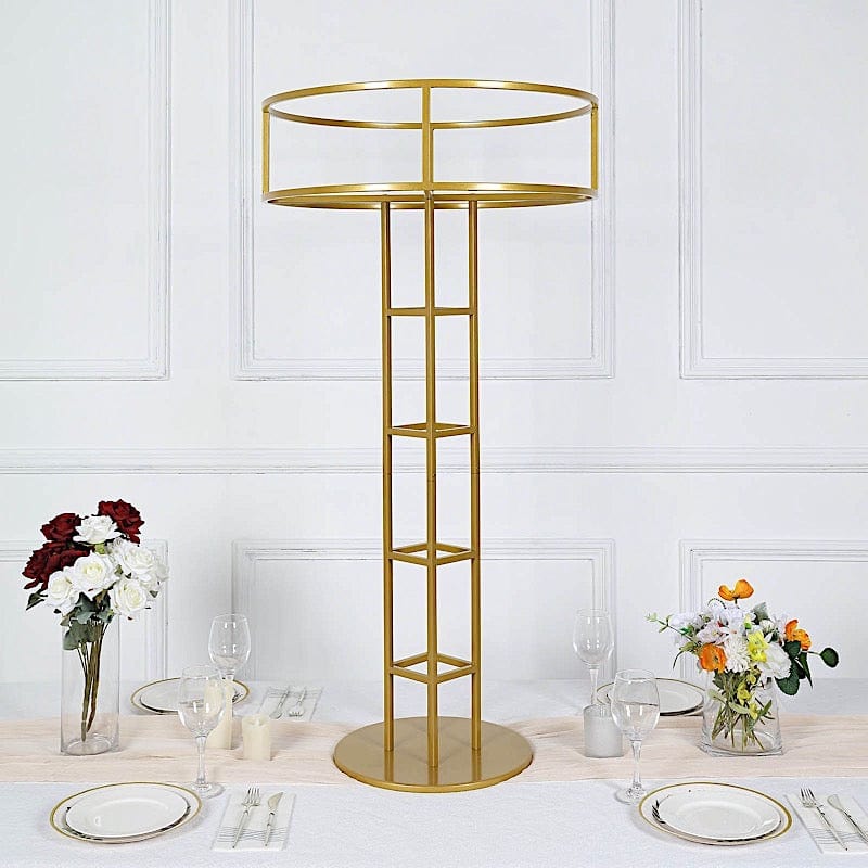 Gold 46 in Tall Round Top Metal Floral Riser Display Stand Centerpiece ...