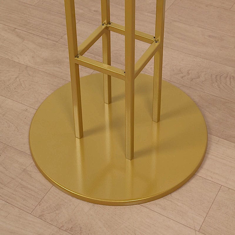 Gold 46 in Tall Round Top Metal Floral Riser Display Stand Centerpiece