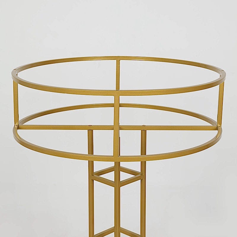 Gold 46 in Tall Round Top Metal Floral Riser Display Stand Centerpiece