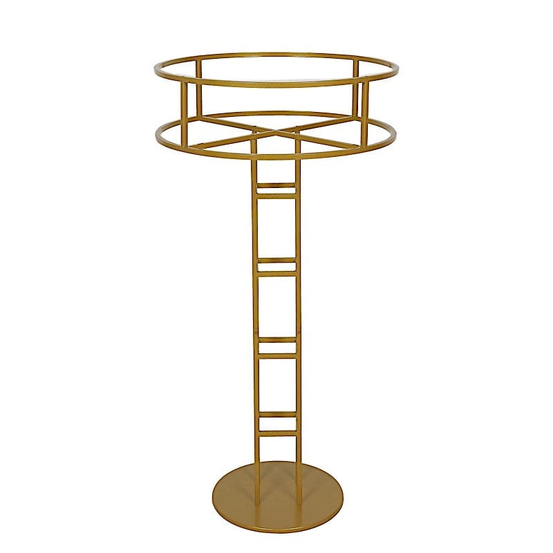 Gold 46 in Tall Round Top Metal Floral Riser Display Stand Centerpiece ...