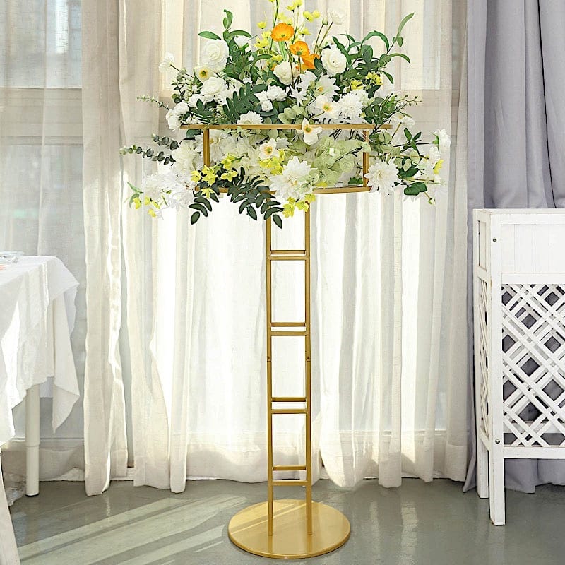 Arc-shaped Flower Stand With 4 Stems In Gold Fit For Flower Ball 40“ Tall