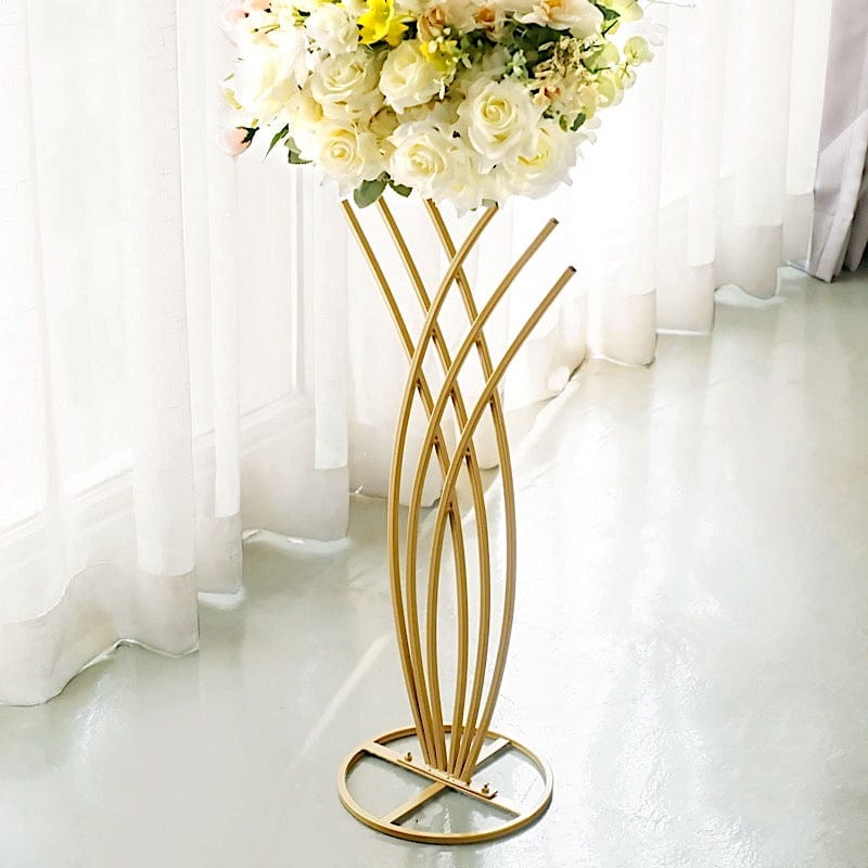 Gold Metal Flower Display Stand Mermaid Tail Design Centerpiece