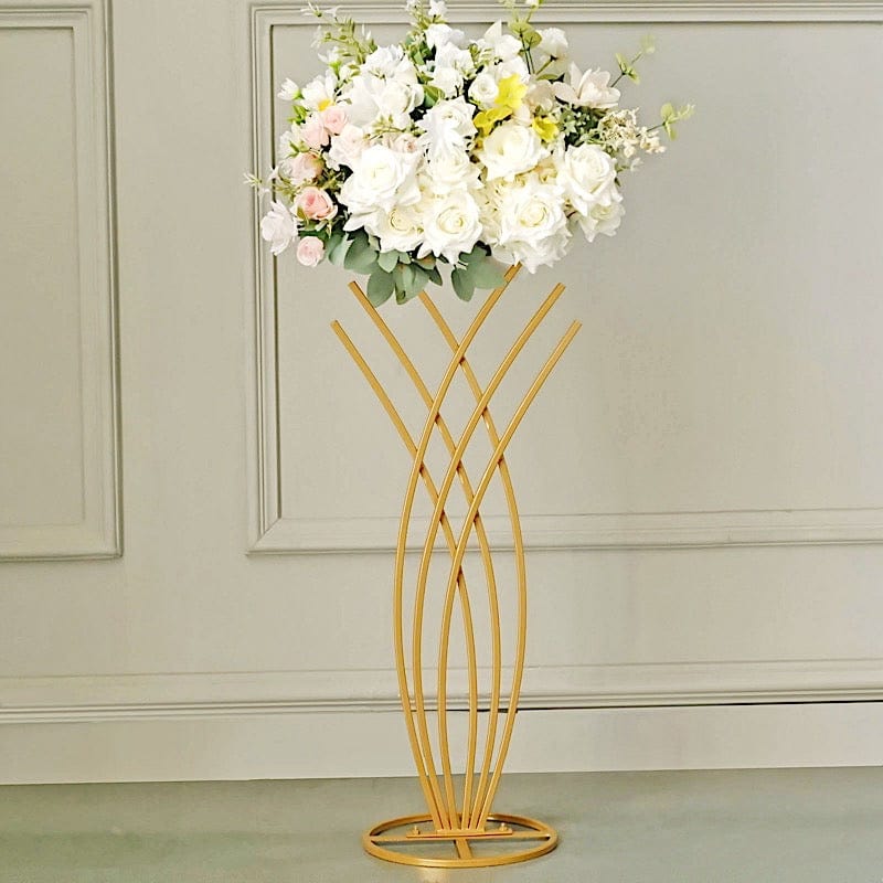 Gold Metal Flower Display Stand Mermaid Tail Design Centerpiece