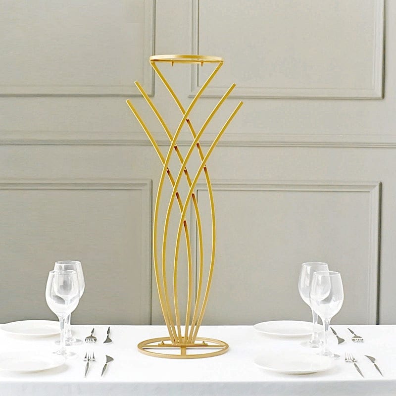 Gold Metal Flower Display Stand Mermaid Tail Design Centerpiece