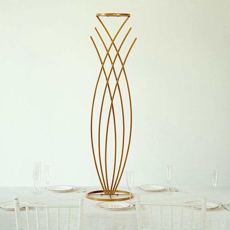 Gold Metal Flower Display Stand Mermaid Tail Design Centerpiece