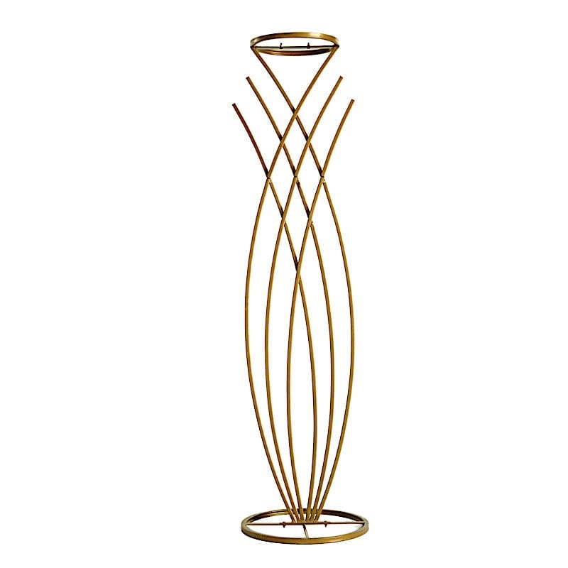 Gold Metal Flower Display Stand Mermaid Tail Design Centerpiece