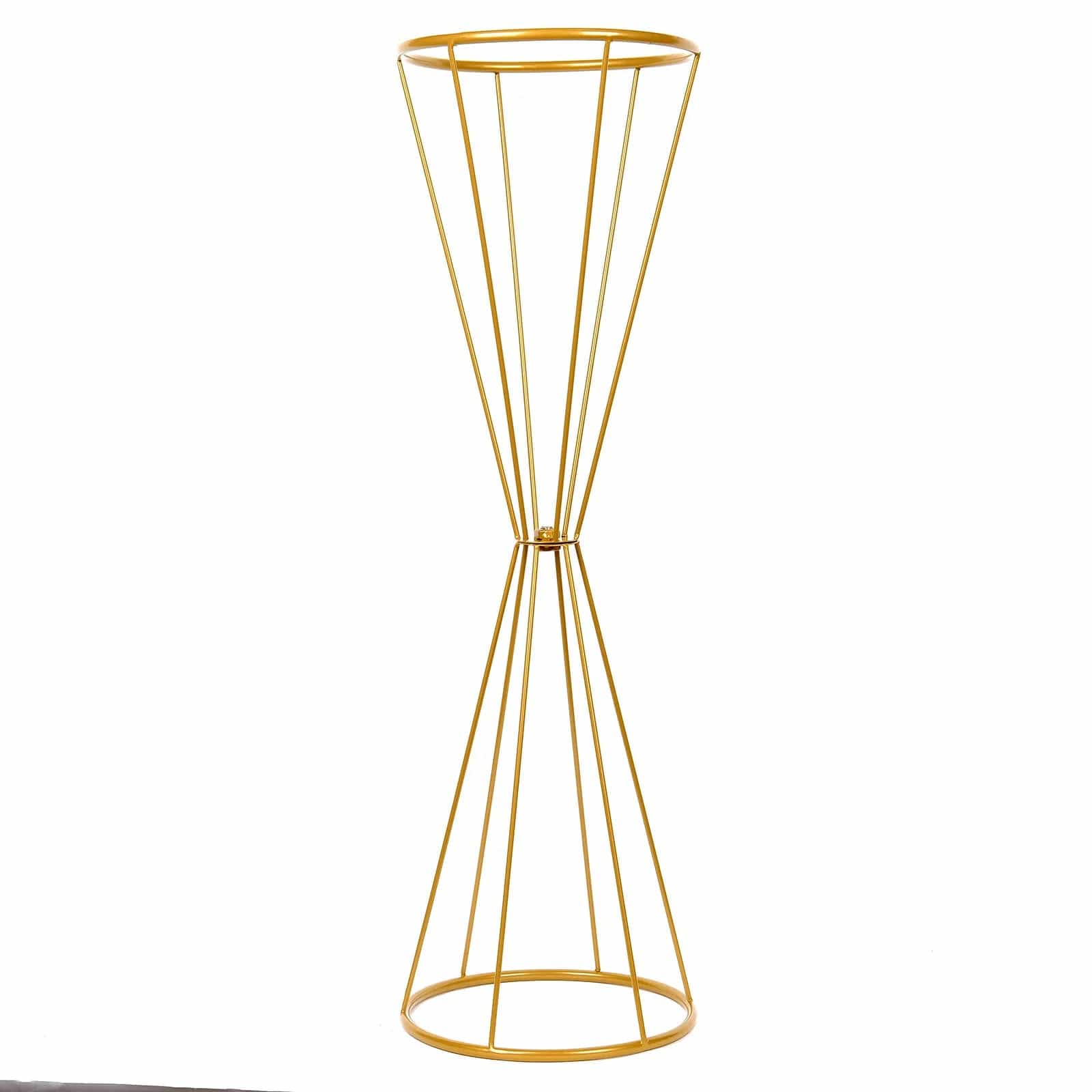 Reversible Gold Geometric Metal Flower Stand Centerpiece Pedestal