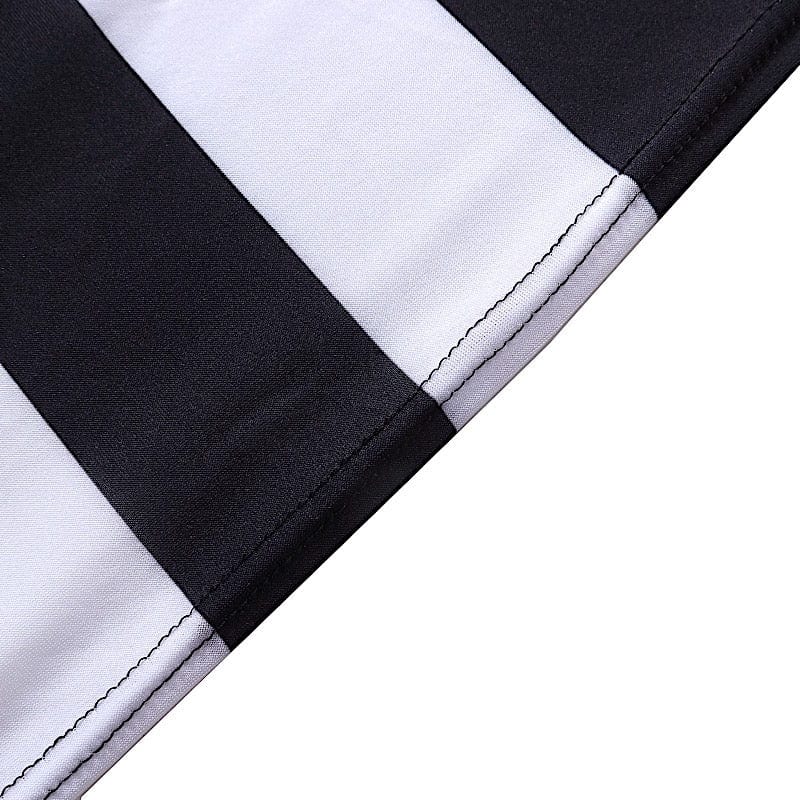 Black and White Striped Premium Spandex Stretchable Folding Chair Cover