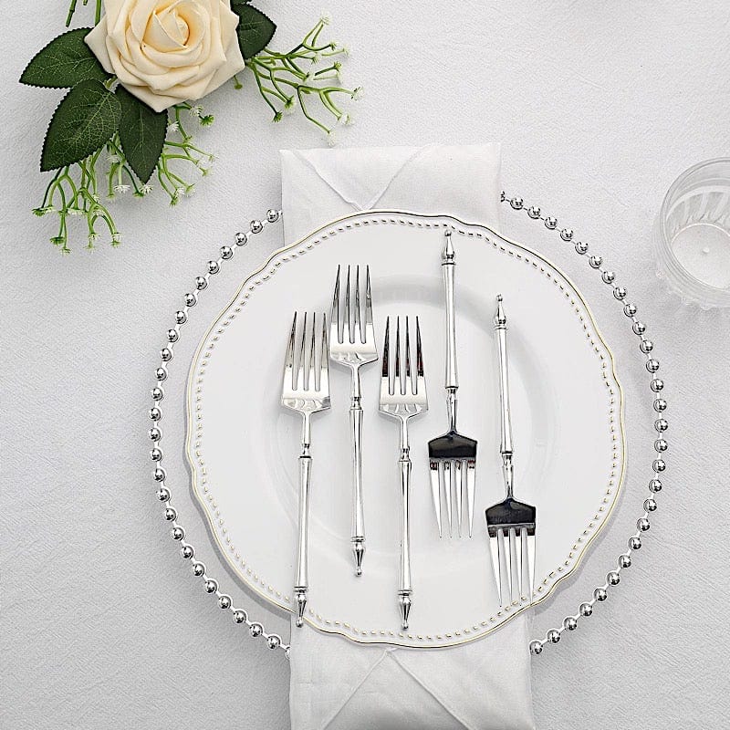 24 Disposable 6 in Dessert Plastic Forks with Roman Column Handle
