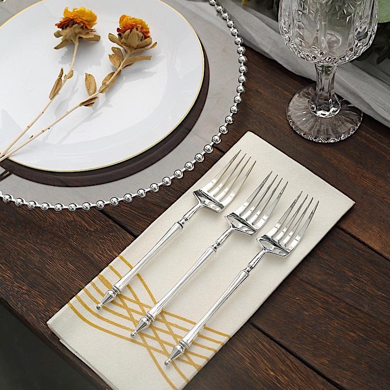 24 Disposable 6 in Dessert Plastic Forks with Roman Column Handle