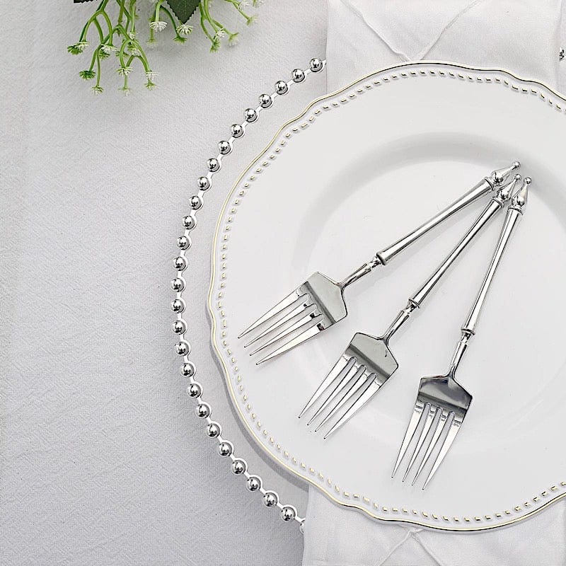 24 Disposable 6 in Dessert Plastic Forks with Roman Column Handle