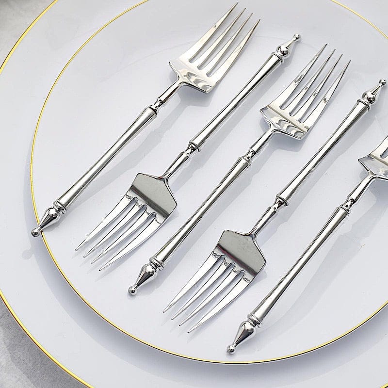 24 Disposable 6 in Dessert Plastic Forks with Roman Column Handle