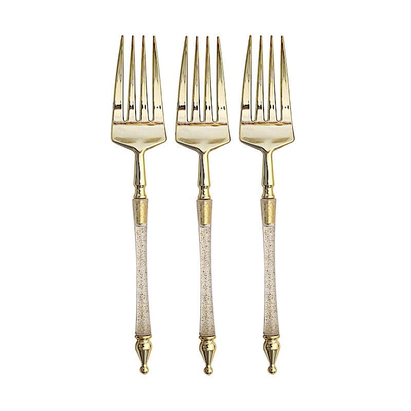 24 Disposable 6 in Dessert Plastic Forks with Roman Column Handle