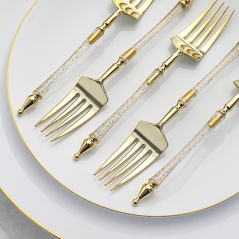 24 Disposable 6 in Dessert Plastic Forks with Roman Column Handle