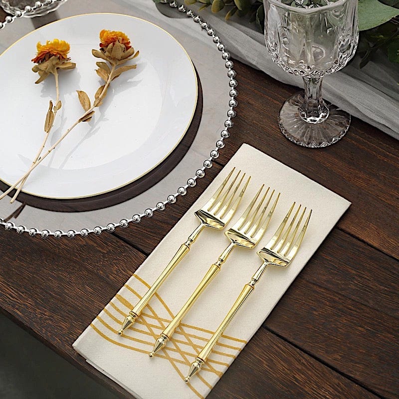 24 Disposable 6 in Dessert Plastic Forks with Roman Column Handle