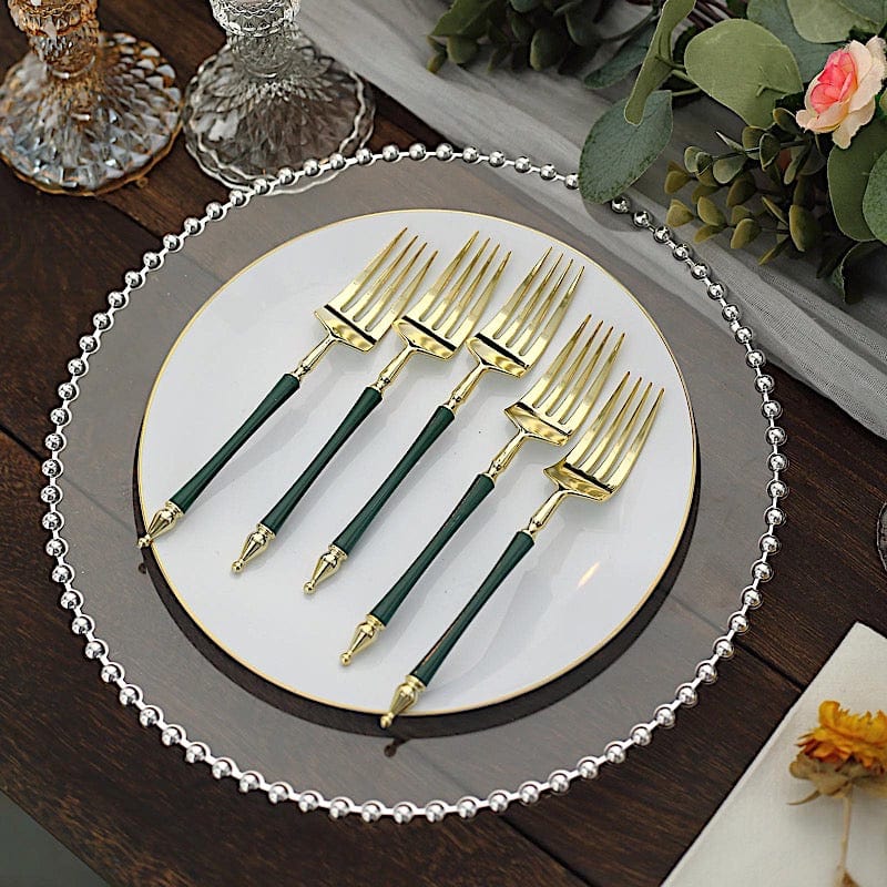 24 Disposable 6 in Dessert Plastic Forks with Roman Column Handle