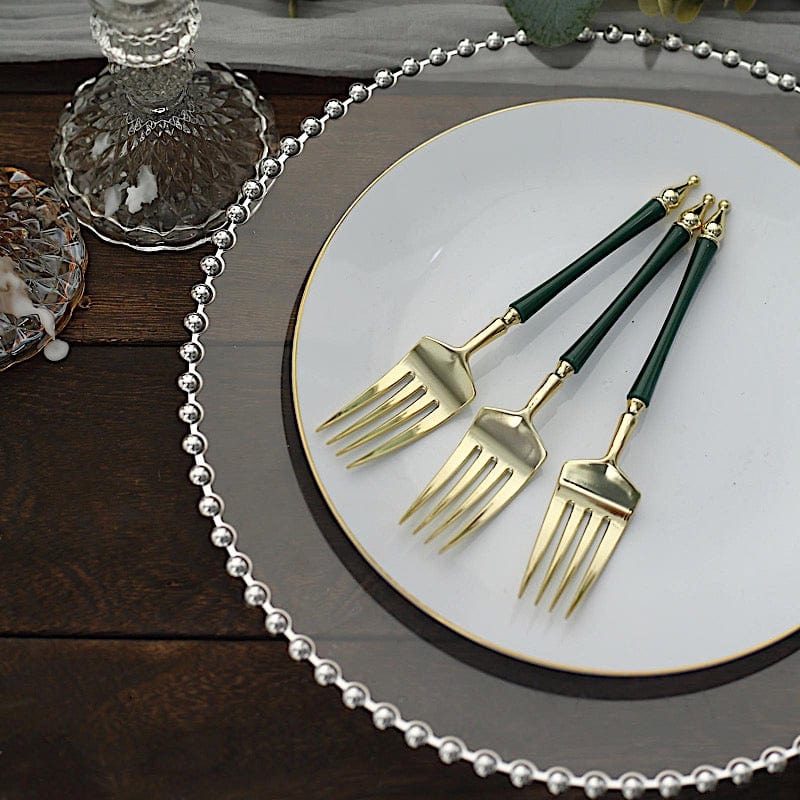 24 Disposable 6 in Dessert Plastic Forks with Roman Column Handle