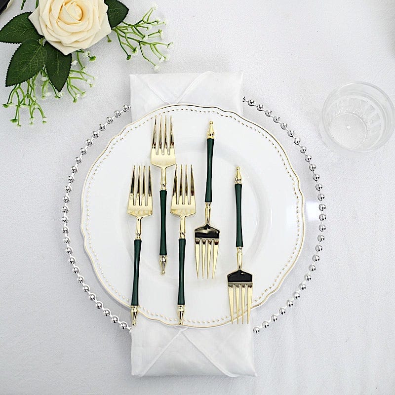 24 Disposable 6 in Dessert Plastic Forks with Roman Column Handle