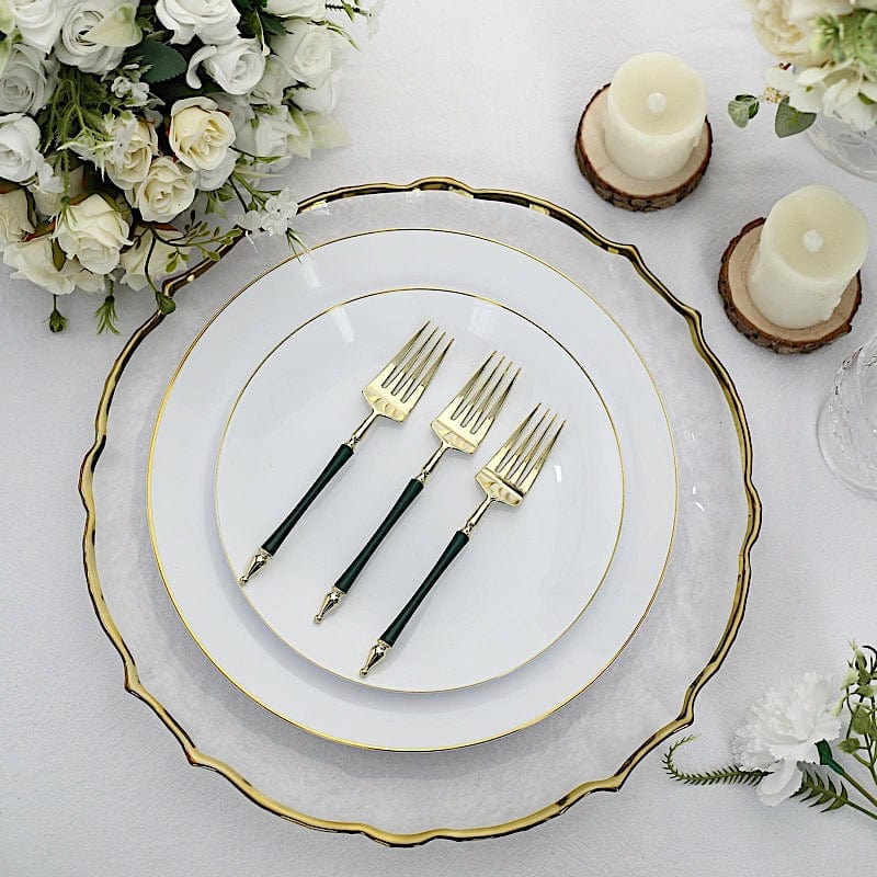 24 Disposable 6 in Dessert Plastic Forks with Roman Column Handle