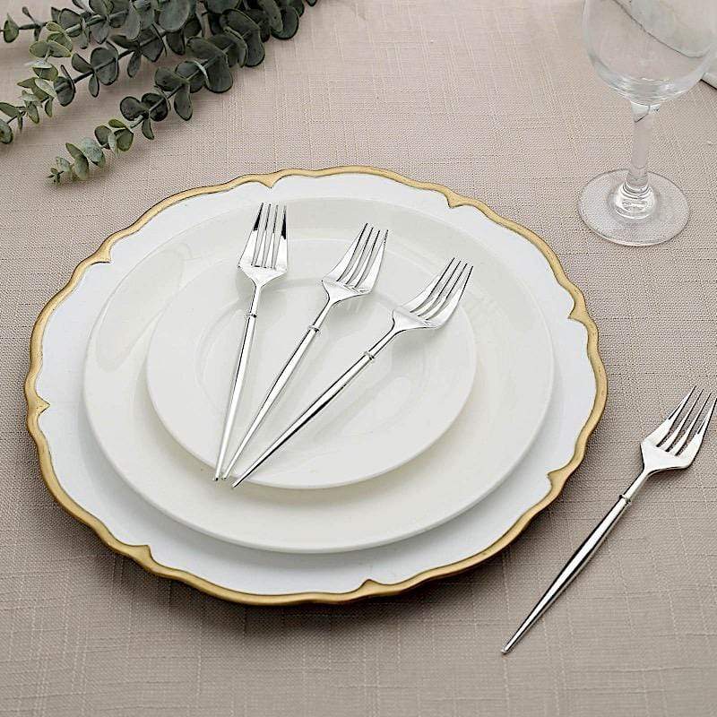 24 Metallic 8 in Plastic Forks Disposable Cutlery