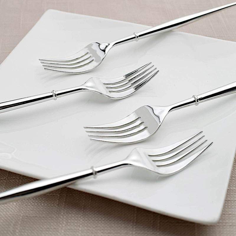 24 Metallic 8 in Plastic Forks Disposable Cutlery