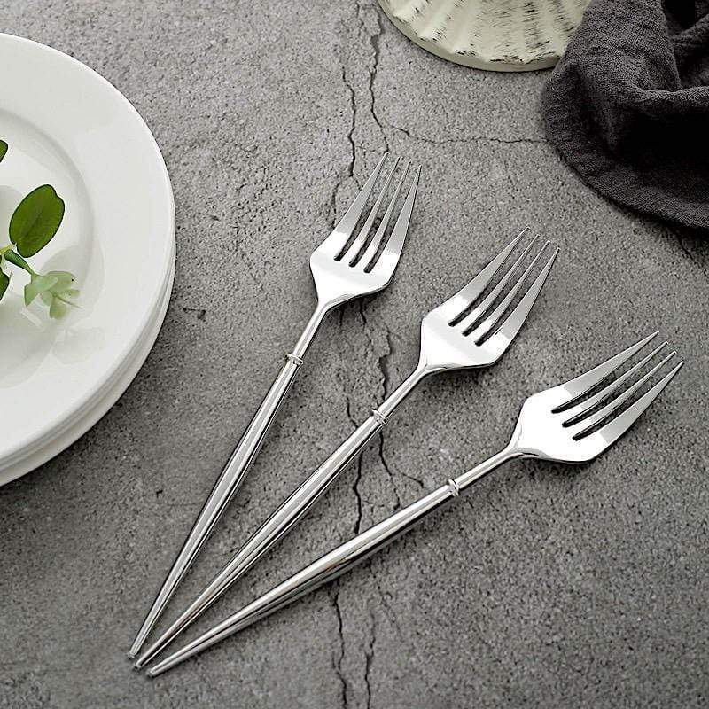 24 Metallic 8 in Plastic Forks Disposable Cutlery