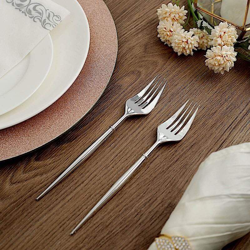 24 Metallic 8 in Plastic Forks Disposable Cutlery