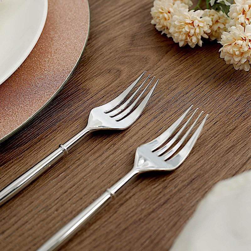 24 Metallic 8 in Plastic Forks Disposable Cutlery