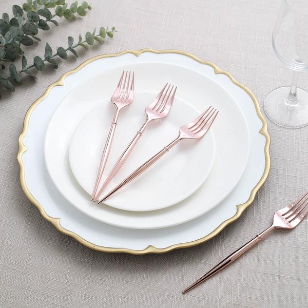 24 Metallic 8 in Plastic Forks Disposable Cutlery