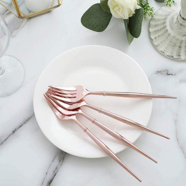 24 Metallic 8 in Plastic Forks Disposable Cutlery