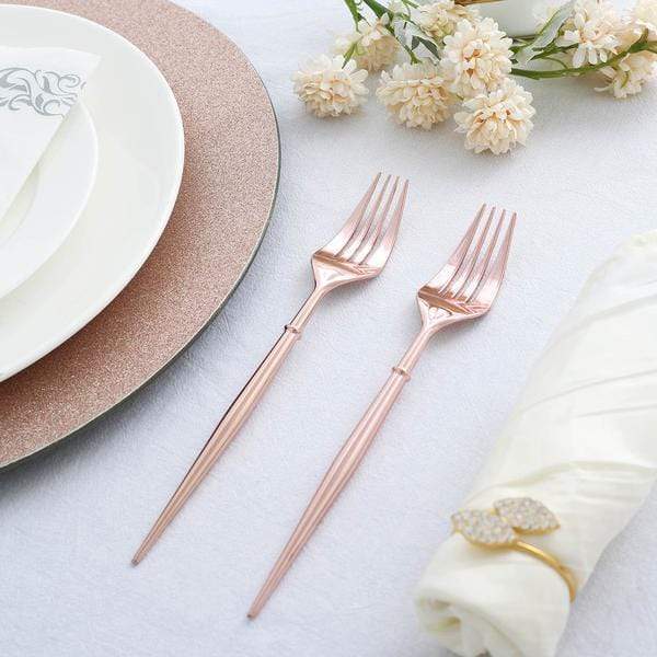 24 Metallic 8 in Plastic Forks Disposable Cutlery