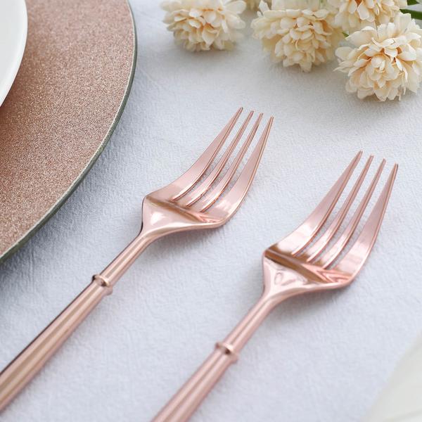 24 Metallic 8 in Plastic Forks Disposable Cutlery