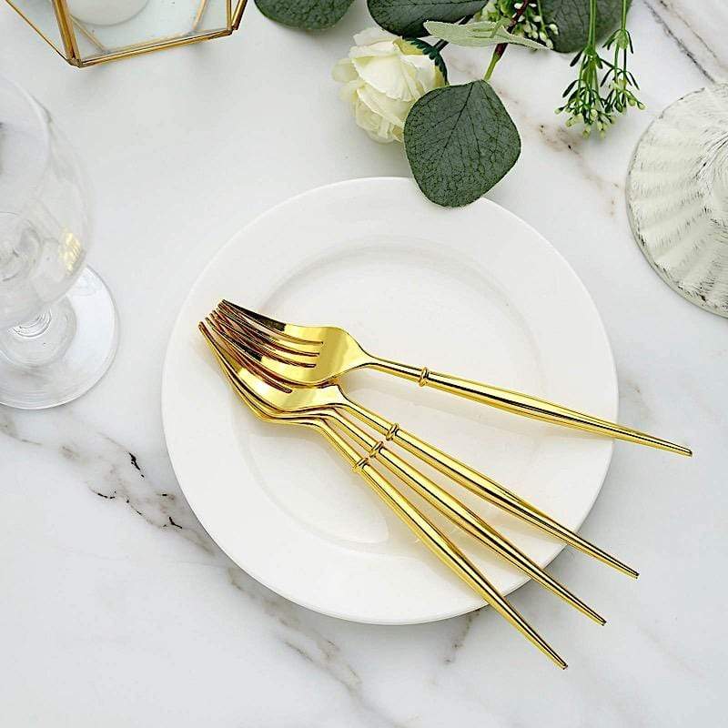 24 Metallic 8 in Plastic Forks Disposable Cutlery