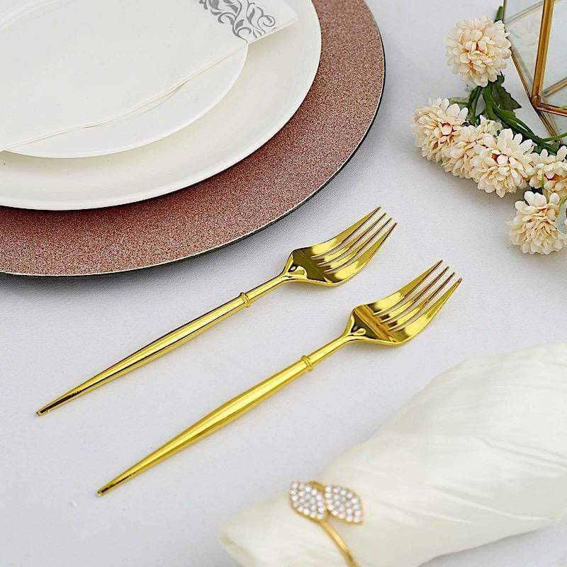 24 Metallic 8 in Plastic Forks Disposable Cutlery