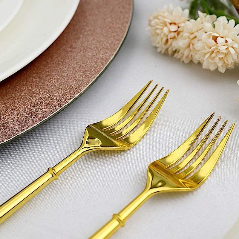 24 Metallic 8 in Plastic Forks Disposable Cutlery