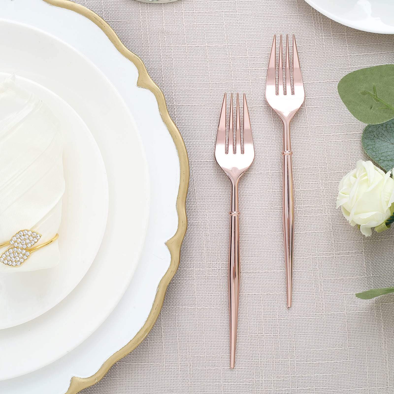 24 Metallic 8 in Plastic Forks Disposable Cutlery