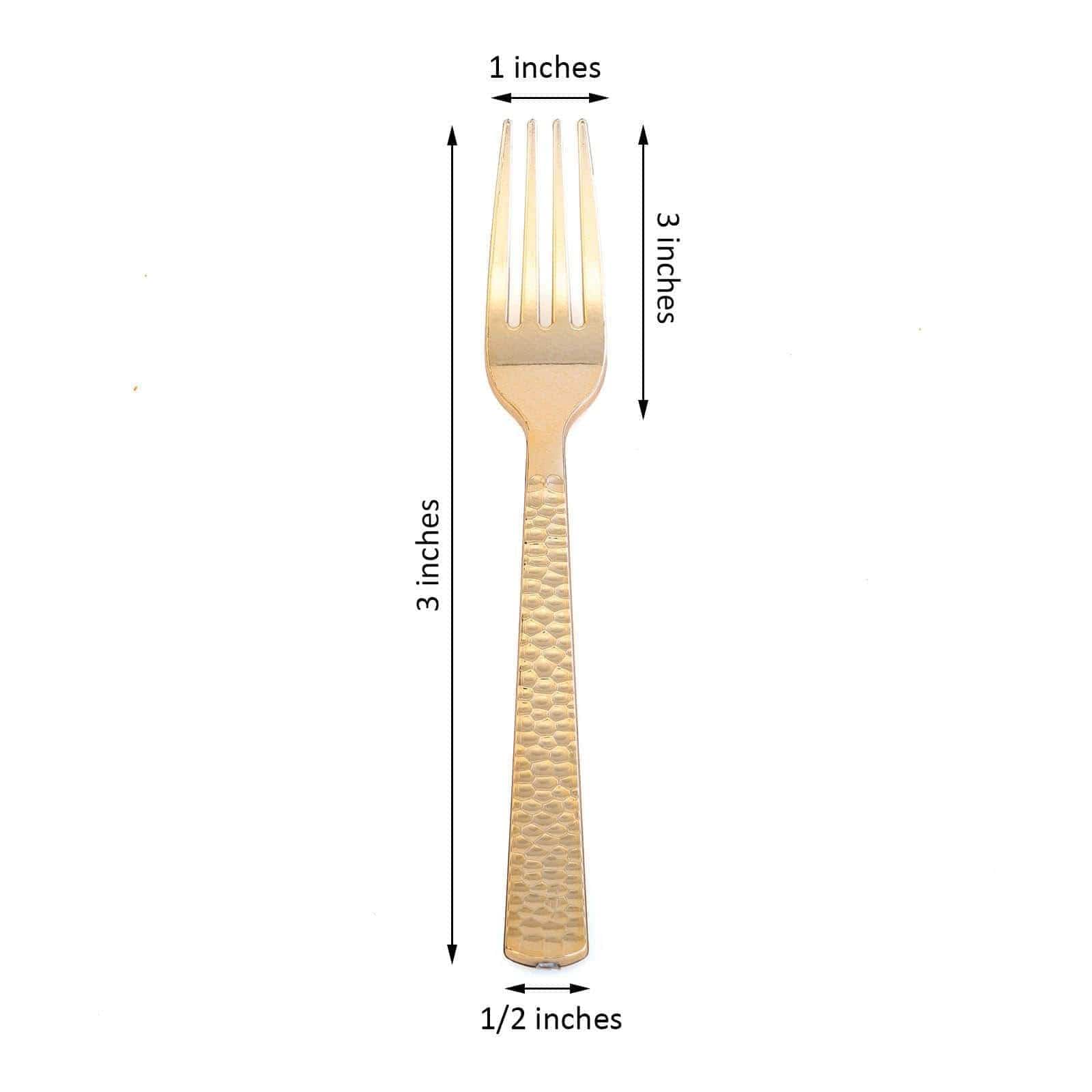 24 pcs 7 in long Hammered Design Disposable Plastic Party Forks