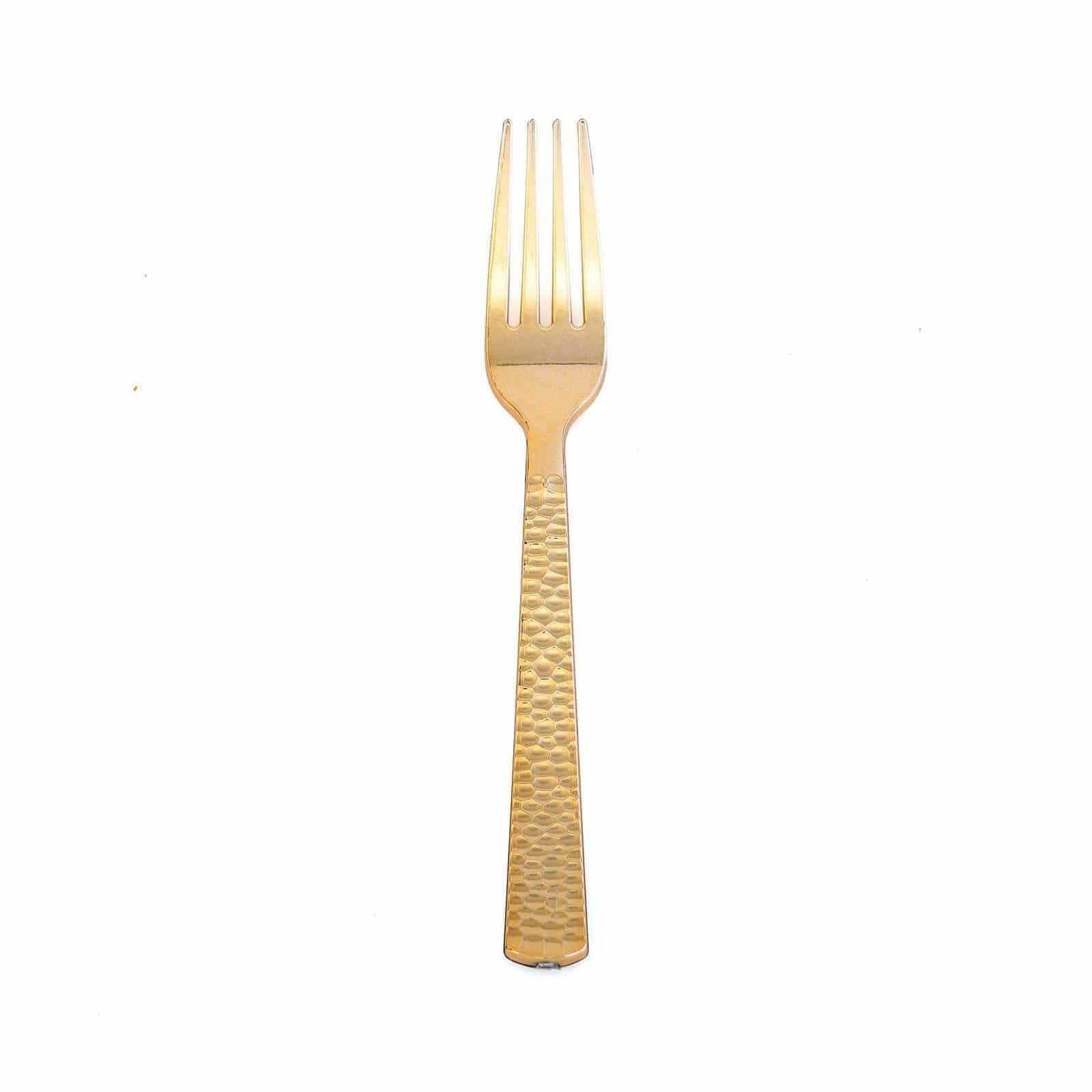 24 pcs 7 in long Hammered Design Disposable Plastic Party Forks