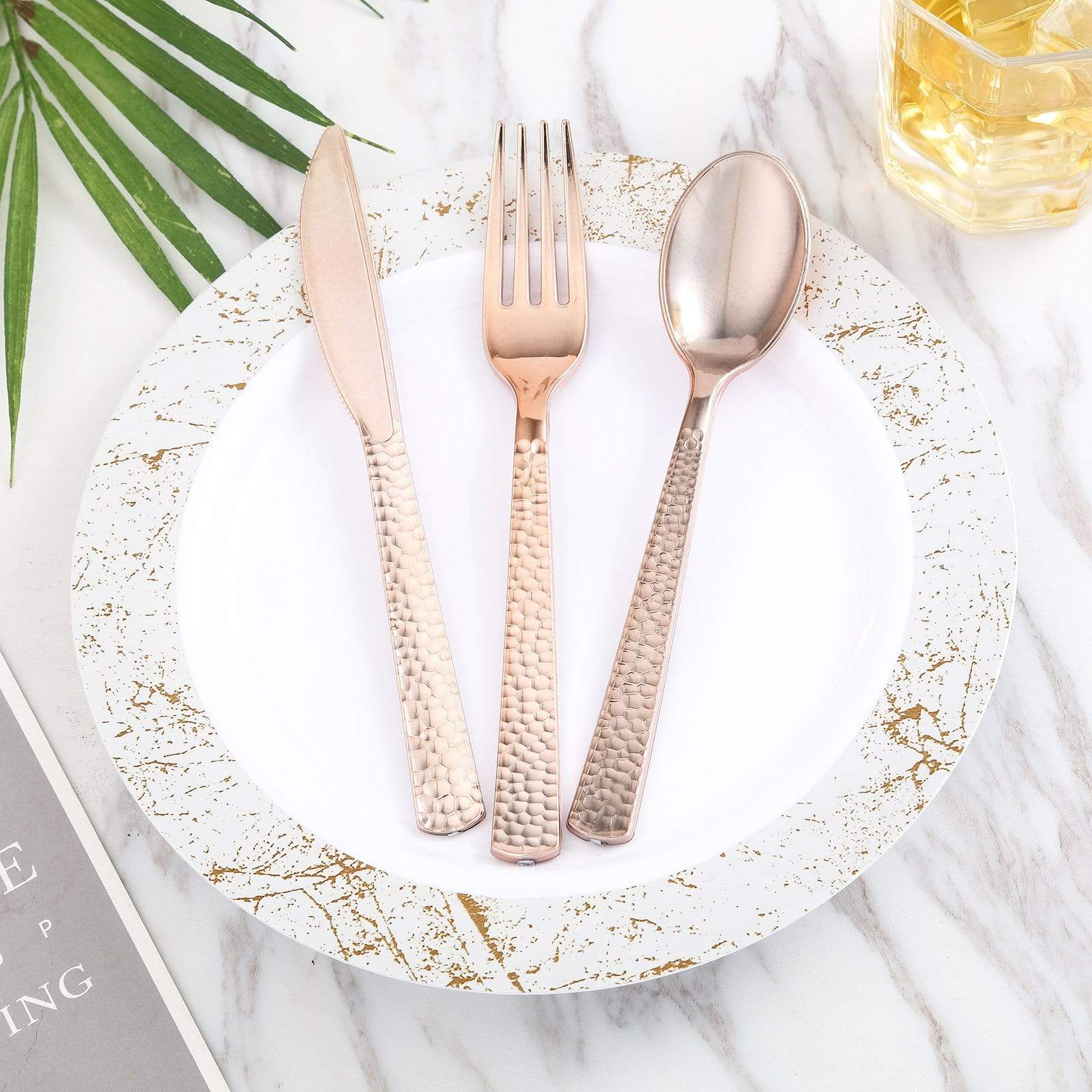 24 pcs 7 in long Hammered Design Disposable Plastic Party Forks