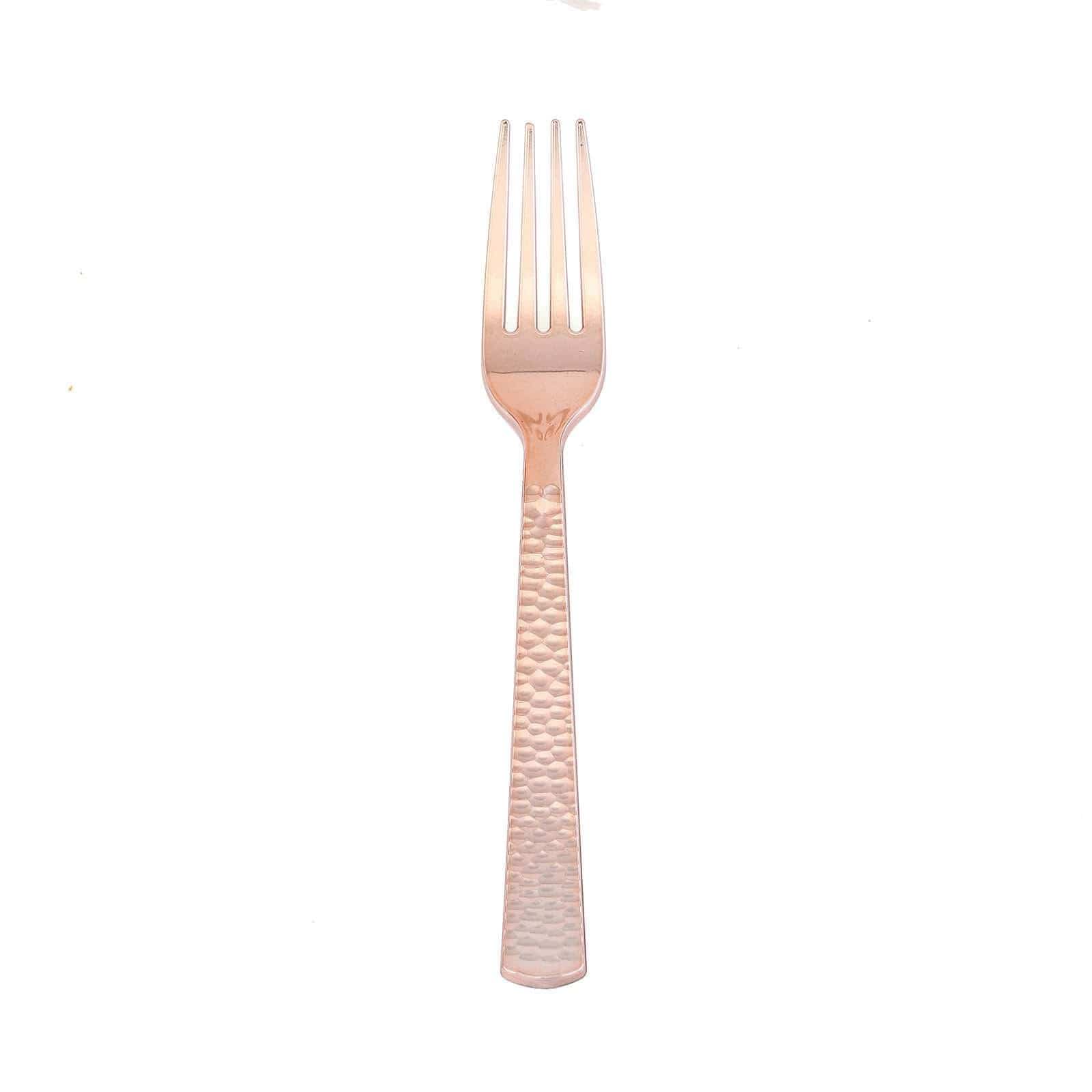 24 pcs 7 in long Hammered Design Disposable Plastic Party Forks