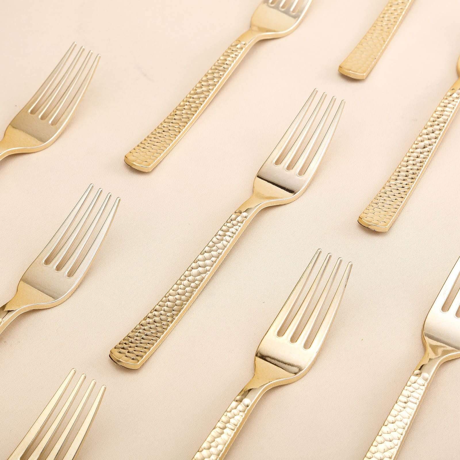 24 pcs 7 in long Hammered Design Disposable Plastic Party Forks