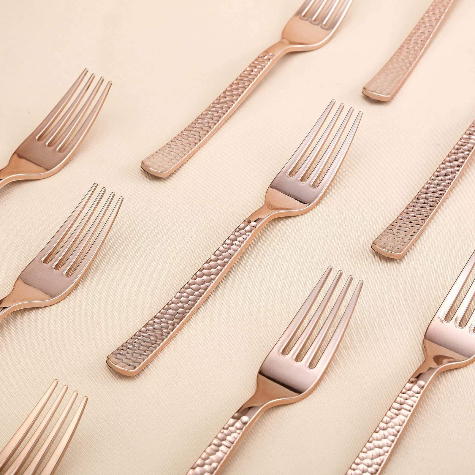 24 pcs 7 in long Hammered Design Disposable Plastic Party Forks