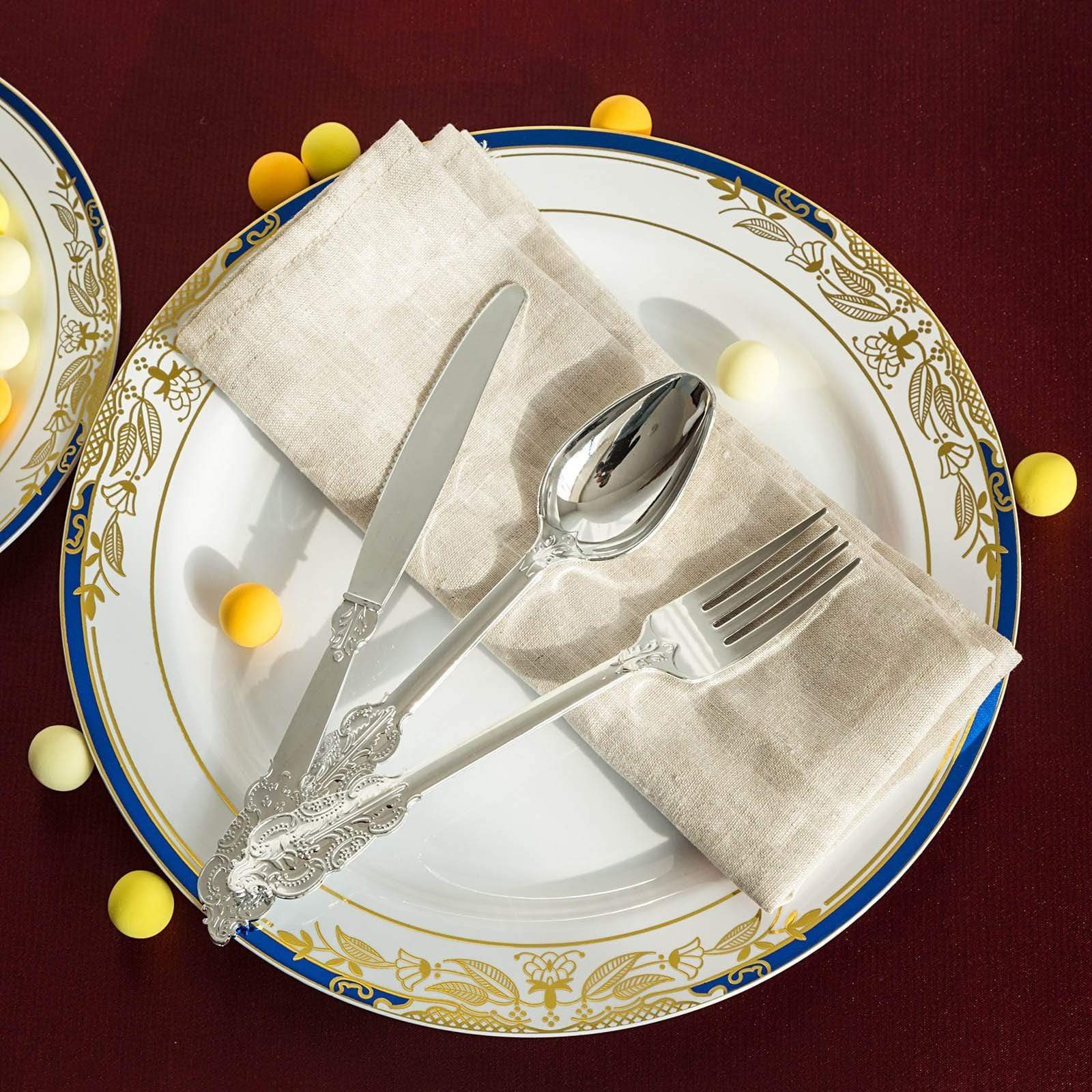 24 pcs 8 in long Metallic Disposable Plastic Party Forks