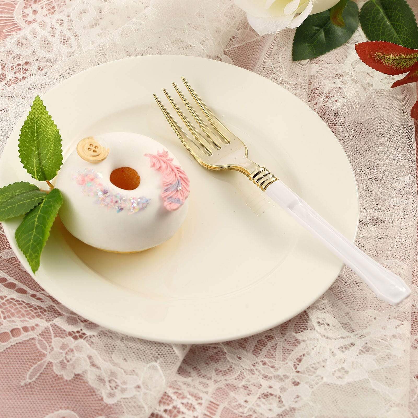 24 pcs Metallic Handle Disposable Plastic Party Forks