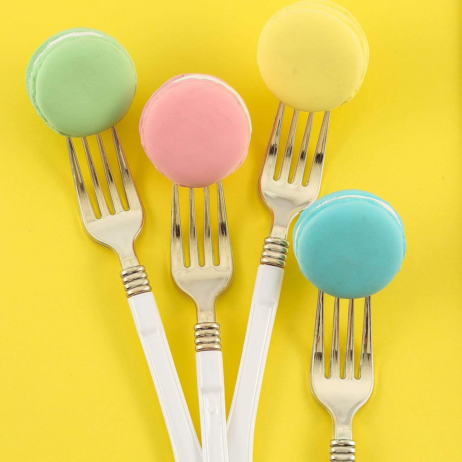 24 pcs Metallic Handle Disposable Plastic Party Forks