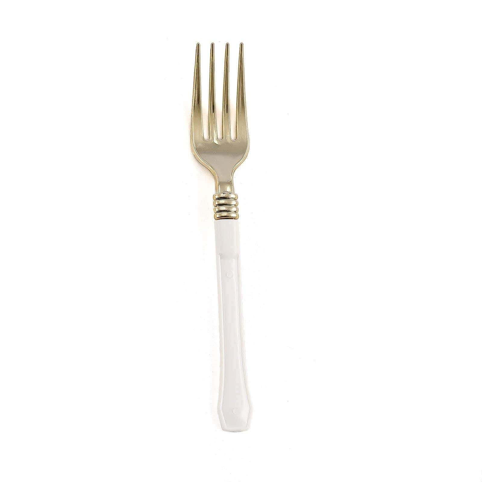 24 pcs Metallic Handle Disposable Plastic Party Forks